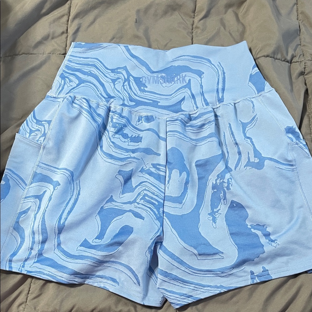 Gymshark Women's Light Blue Marble Shorts